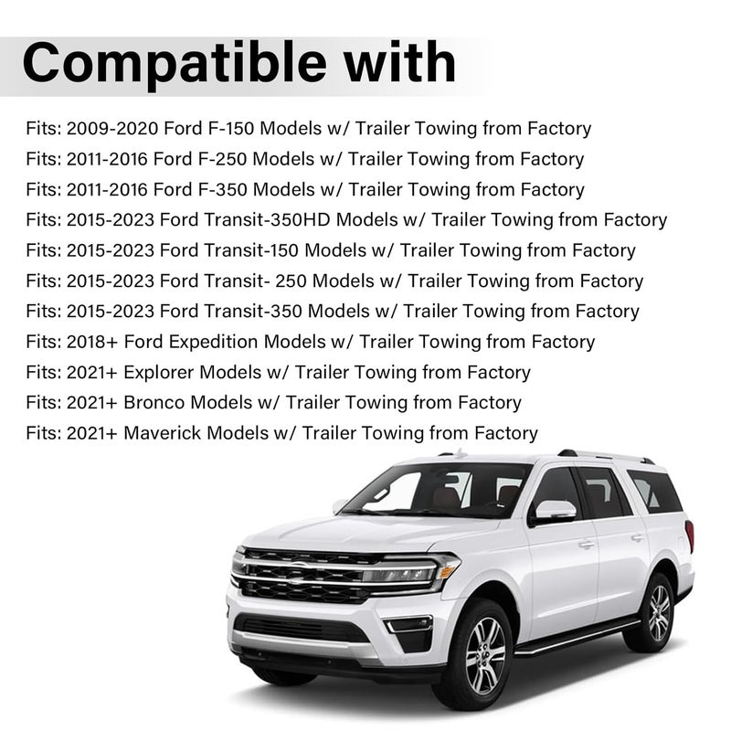 ROOTMUTIFY Trailer Brake Harness Towing 7-Pin Round / 4-Pin Flat Plug Connector for 2009-2023 Ford F150 F250 F350 Trailer Connector 9U5Z-14489-MAA - Image 2